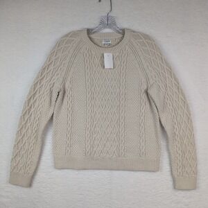 NWT J Crew Sweater Women's Small Natural Cable Knit Fisherman Pullover Crewneck